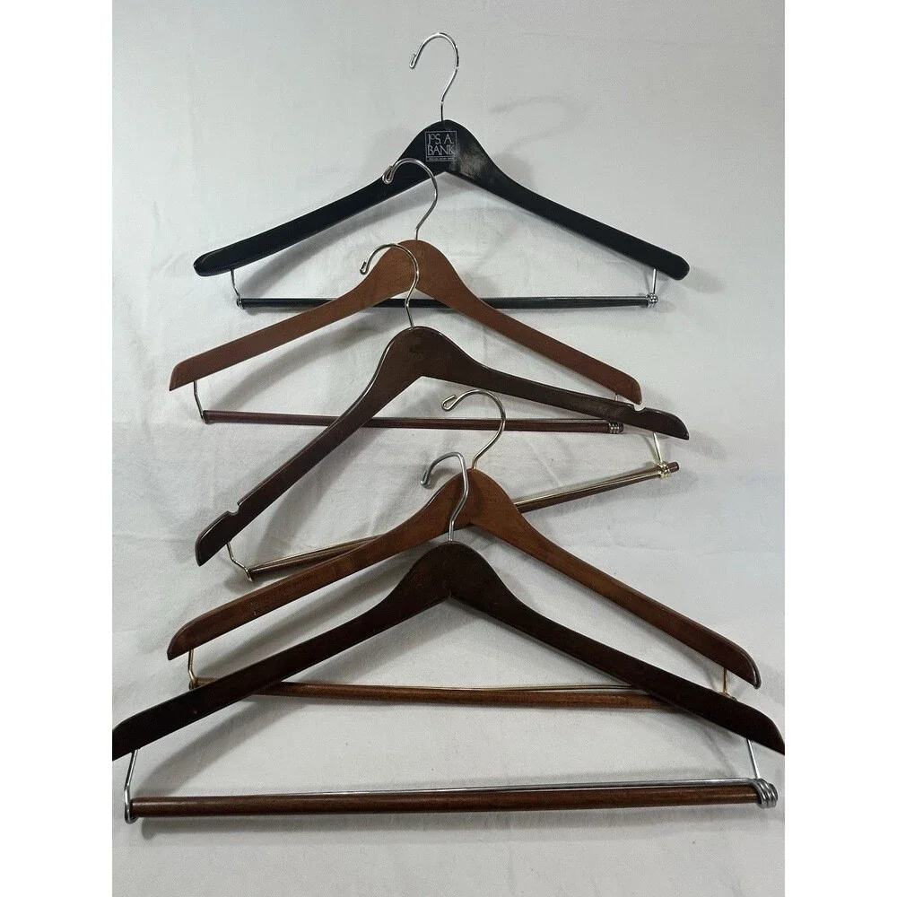 Wooden Coat & Suit Hangers Lot of 10 Mixed Styles Vintage Heavy Duty Closet